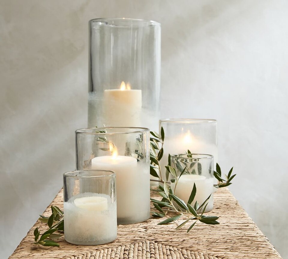 Montauk Frosted Handcrafted Glass Hurricanes Pottery Barn Australia